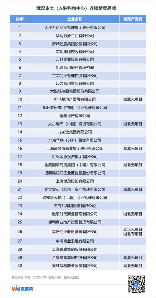 top30商業企業產品線競爭中部 21家企業已扎根武漢
